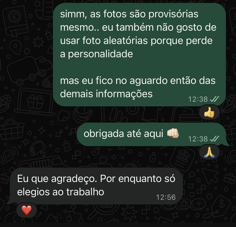 Cliente: por enquanto só elogios ao trabalho