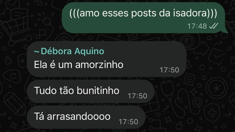 Cliente elogiando os posts: tá arrasando