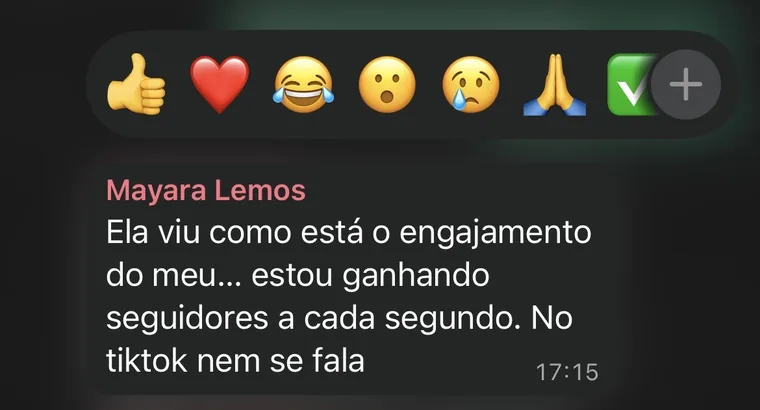 Cliente: estou ganhando seguidores a cada segundo